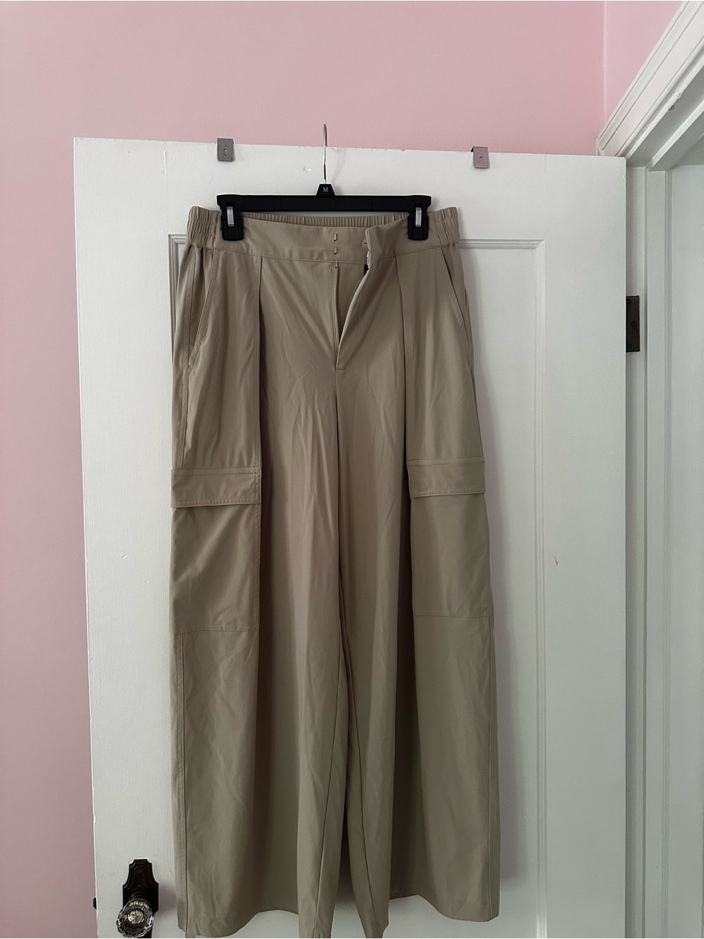Athleta Beige Wide-Leg Cargo Trousers